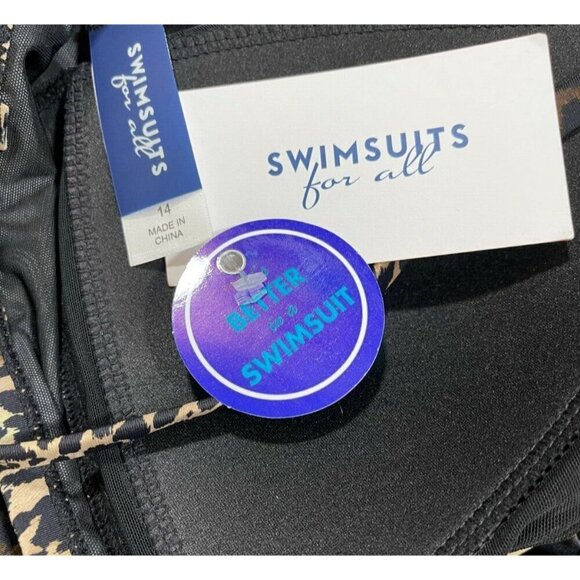 Swimsuits For All 14 Animal Print Caged V- Neckline Ruched Sides Swim Tankini - Picture 6 of 6